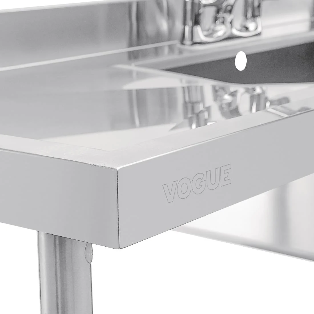 Vogue Stainless Steel Sink Double Bowl and Double Drainer 2400mm - Image 4
