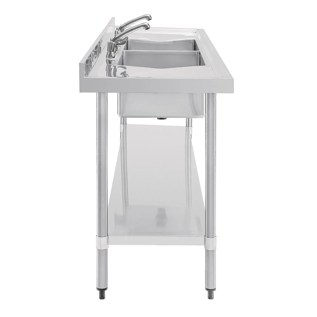 Vogue Stainless Steel Sink Double Bowl and Double Drainer 2400mm - Image 5