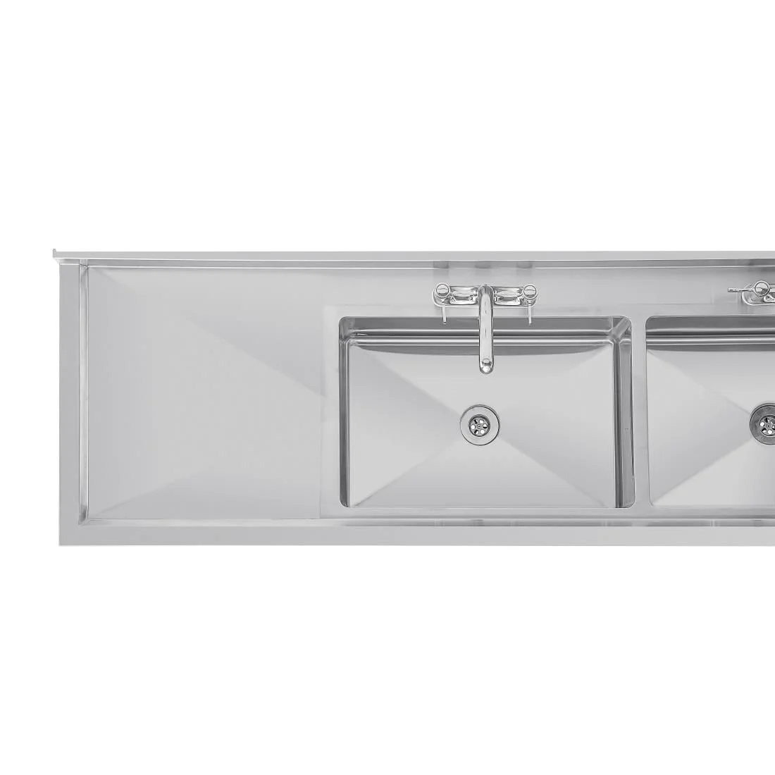 Vogue Stainless Steel Sink Double Bowl and Double Drainer 2400mm - Image 6