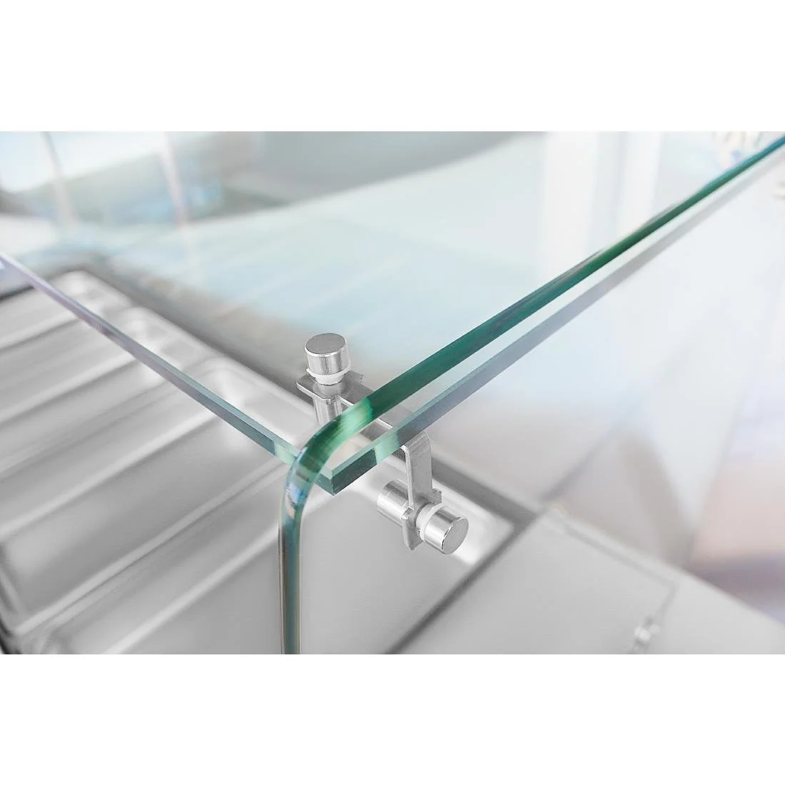 Polar U-Series GN Saladette Counter with Square Sneeze Guard 4 Door - Image 9