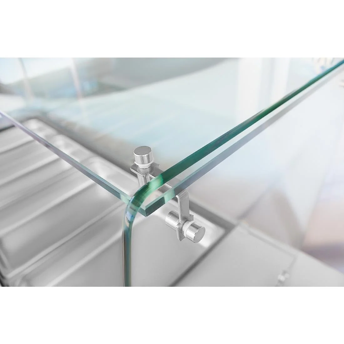 Polar U-Series GN Saladette Counter with Square Sneeze Guard 4 Door - Image 9