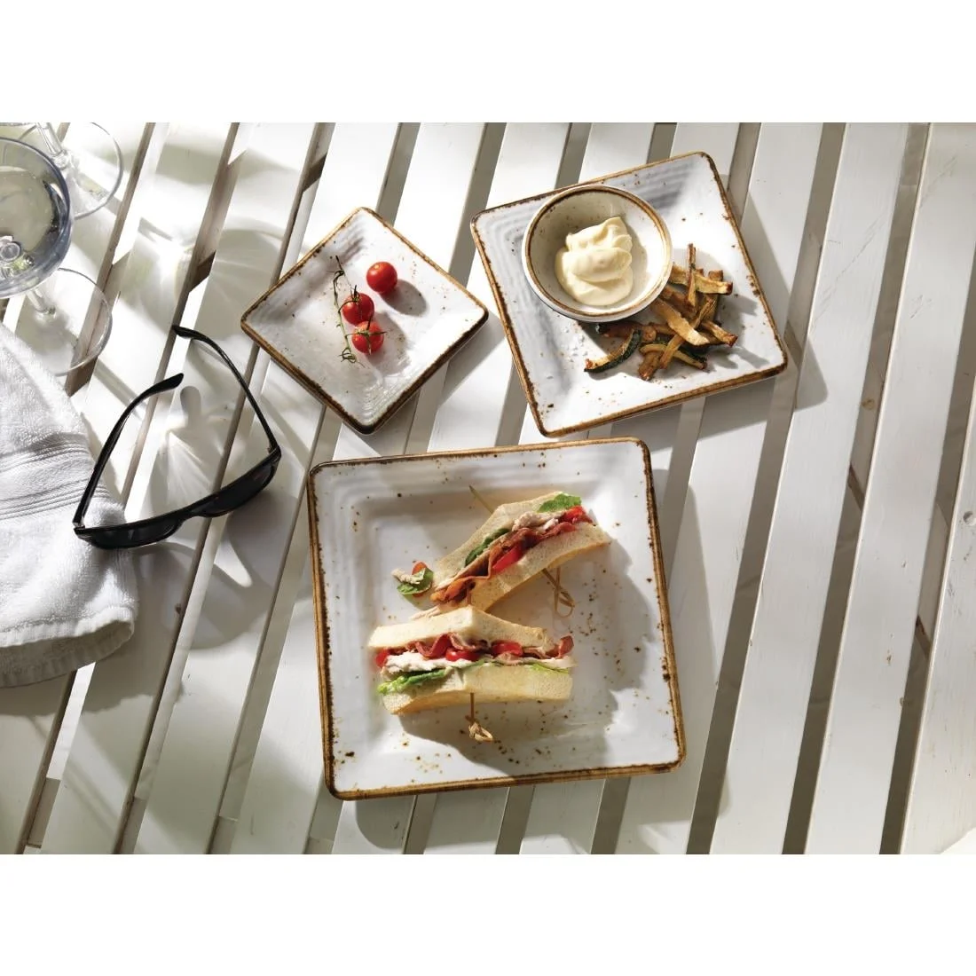 Steelite Craft Melamine Square Plates White 127mm (6 Pack) - Image 3