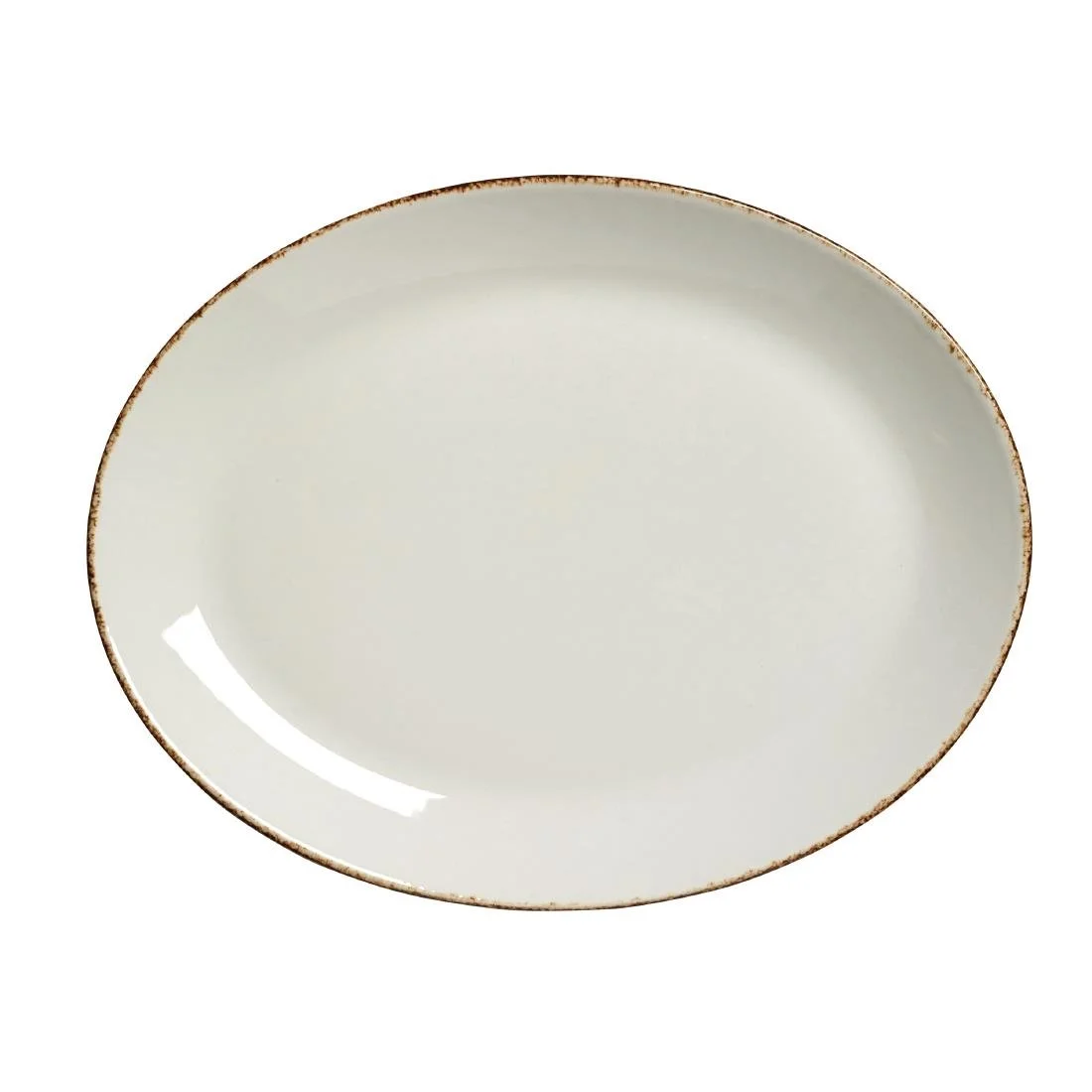 Steelite Brown Dapple Oval Coupe Plates 305mm (12 Pack) - Image 1