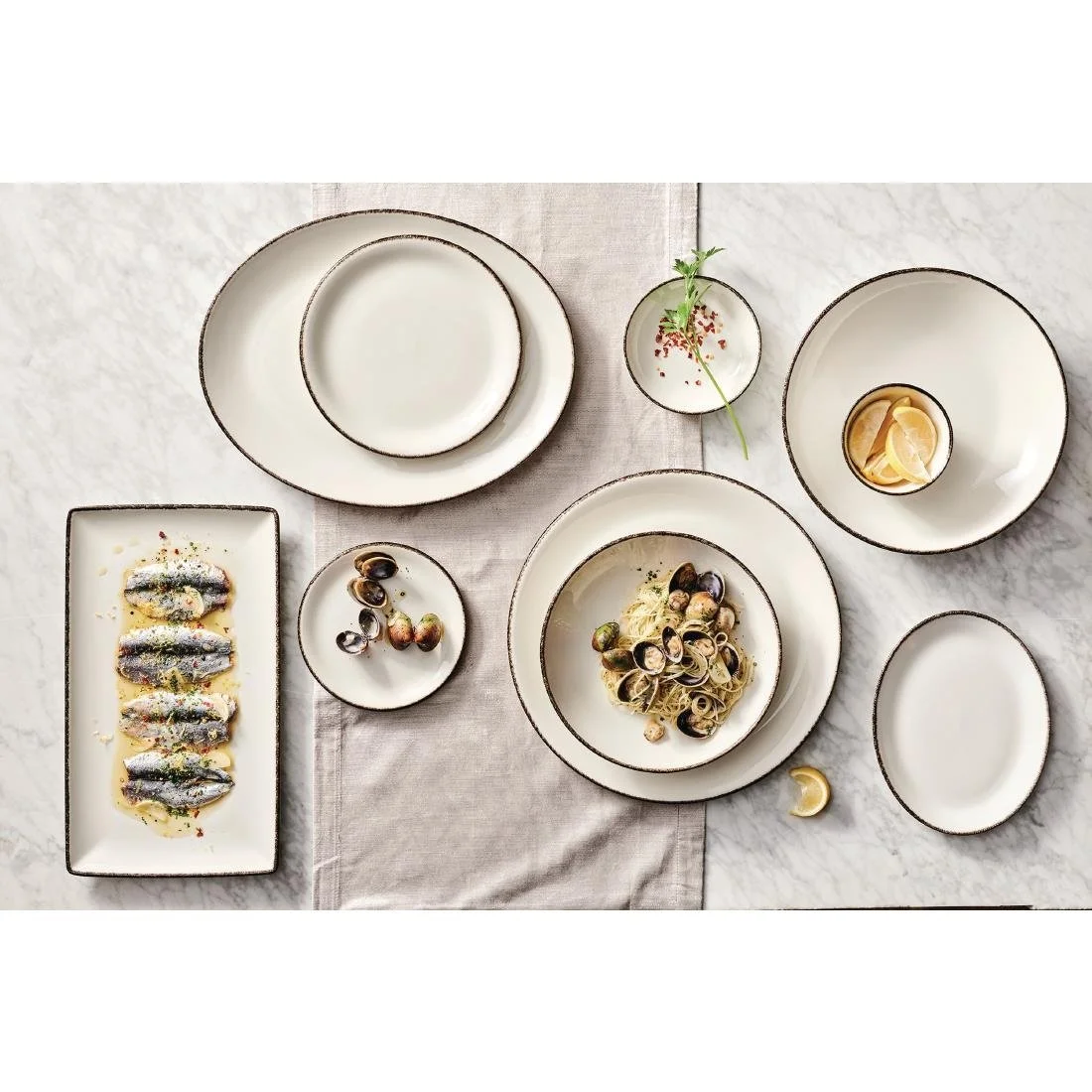 Steelite Charcoal Dapple Oval Coupe Plates 305mm (12 Pack) - Image 2