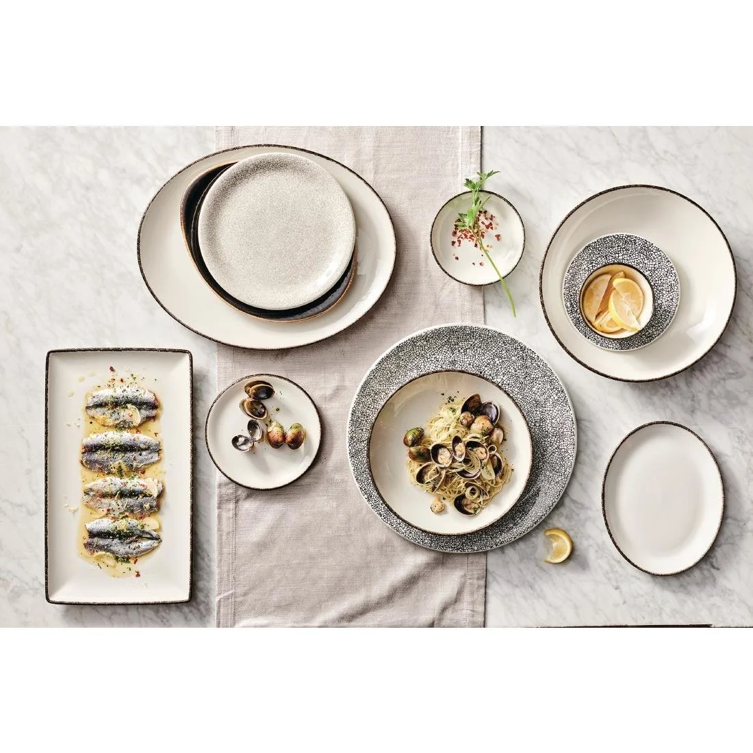Steelite Charcoal Dapple Oval Coupe Plates 305mm (12 Pack) - Image 3