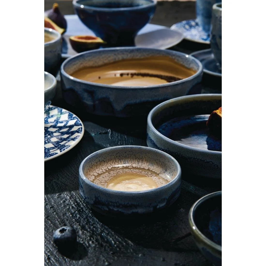 Steelite Aurora Revolution Bluestone Round Stacking Trays 75mm (12 Pack) - Image 2