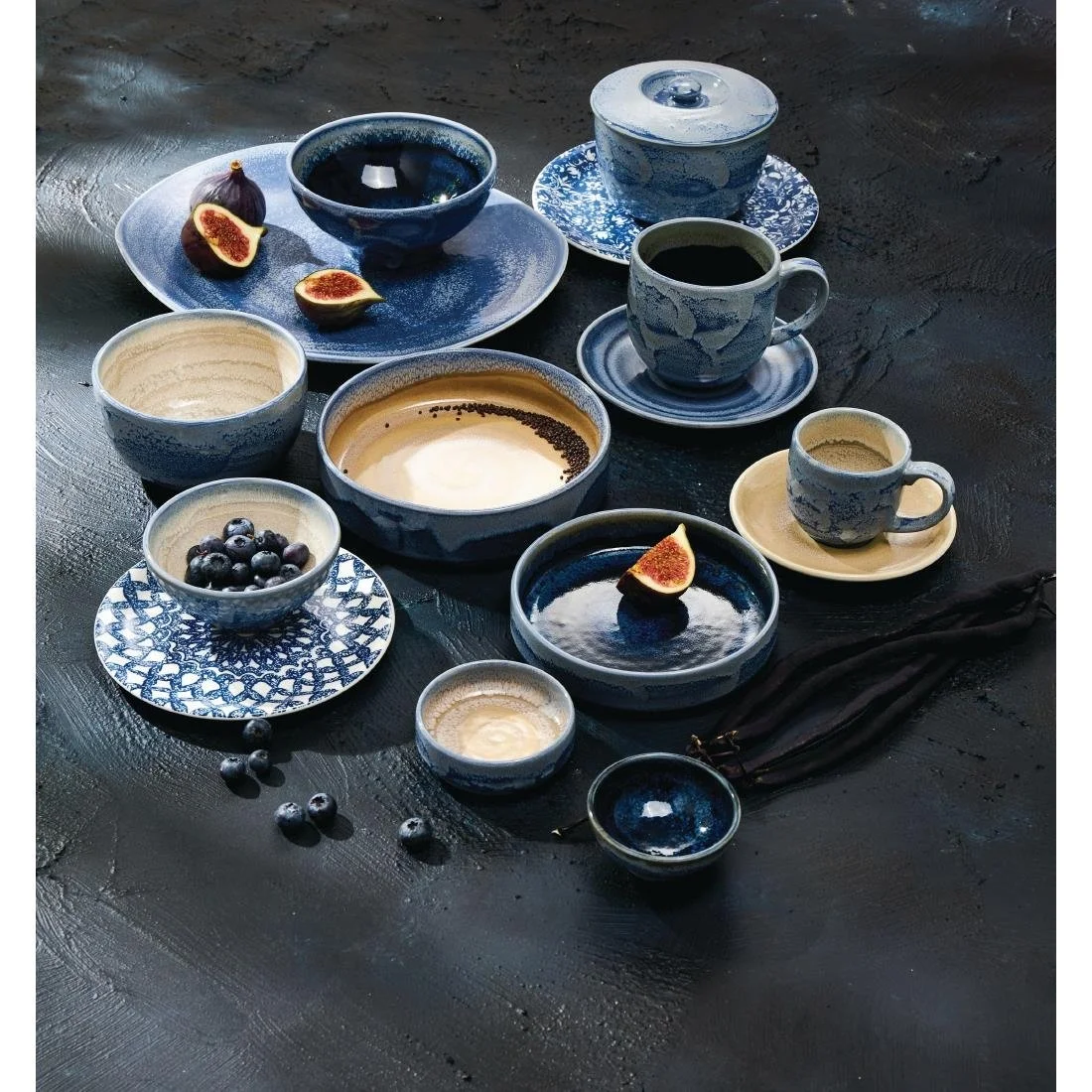 Steelite Aurora Vesuvius Round Stacking Trays Lapis 75mm (12 Pack) - Image 2