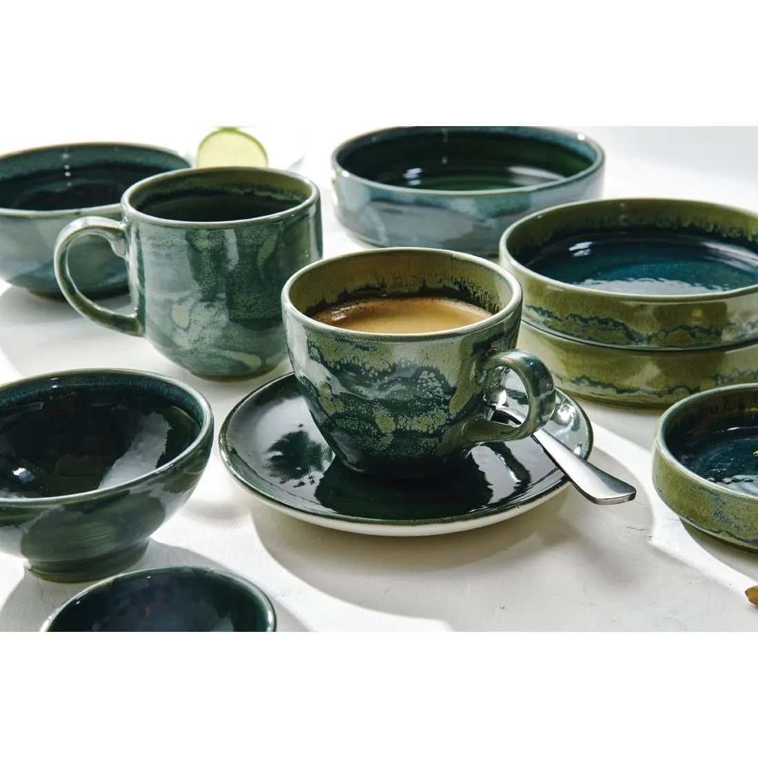 Steelite Aurora Vesuvius Burnt Emerald Round Stacking Trays 165mm (12 Pack) - Image 4
