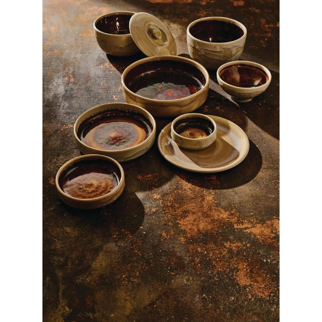 Steelite Aurora Vesuvius Amber Round Stacking Trays 203mm (12 Pack) - Image 3