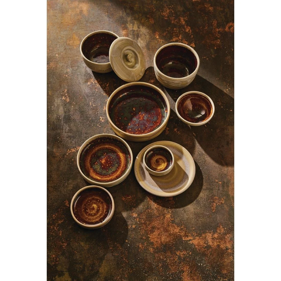 Steelite Aurora Vesuvius Amber Round Stacking Trays 203mm (12 Pack) - Image 5
