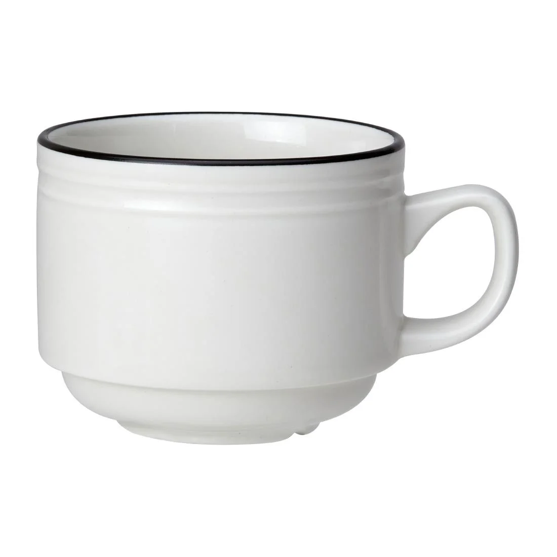 Steelite Bead Black Band Stacking Cups 200ml (12 Pack)