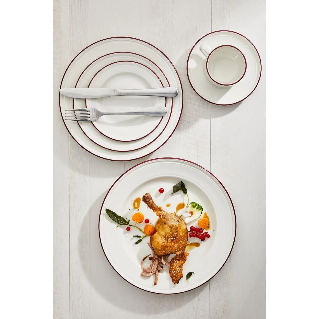 Steelite Bead Maroon Band Plates 202mm (12 Pack) - Image 3