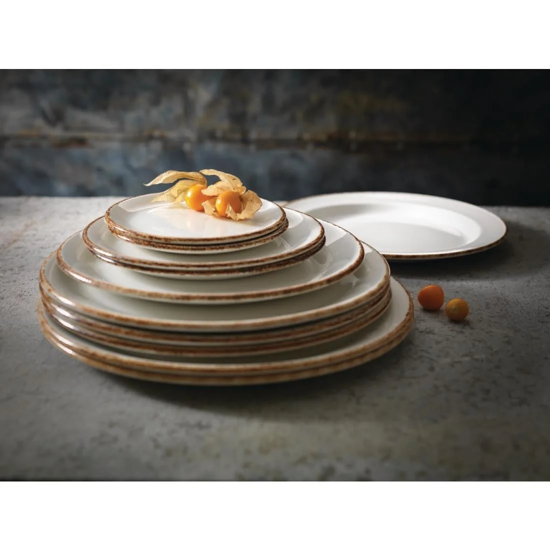 Steelite Brown Dapple Coupe Plates 300mm - Image 3