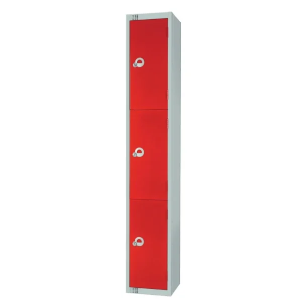 Elite Three Door Electronic Combination Locker Red
