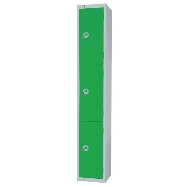 Elite Three Door Manual Combination Locker Locker Green with Sloping Top