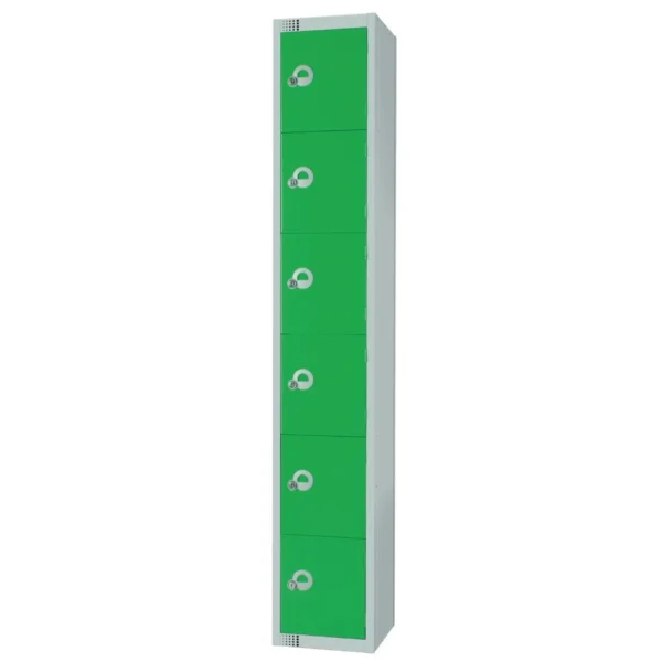 Elite Six Door Electronic Combination Locker with Sloping Top Green