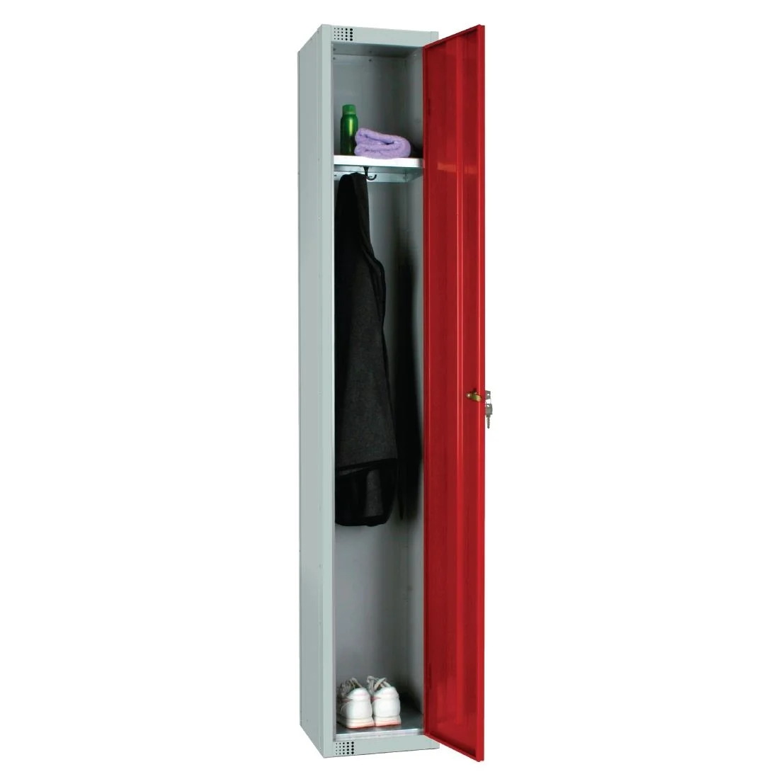 Elite Single Door Coin Return Locker with Sloping Top Red