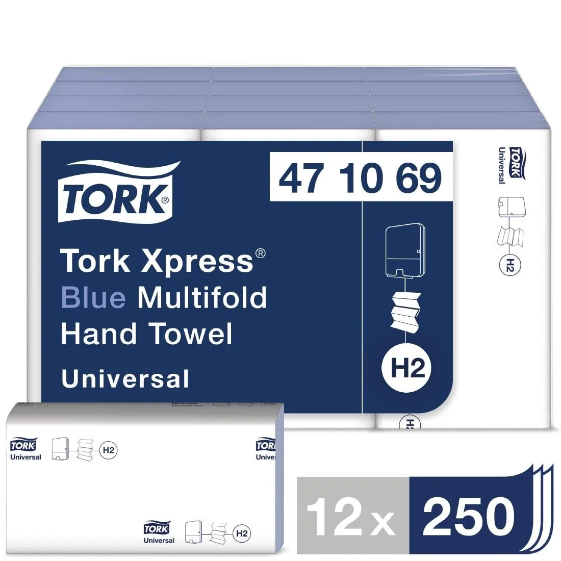 Tork Z Fold Blue Hand Towels 1Ply 250 Sheets (Pack of 12) - Image 2