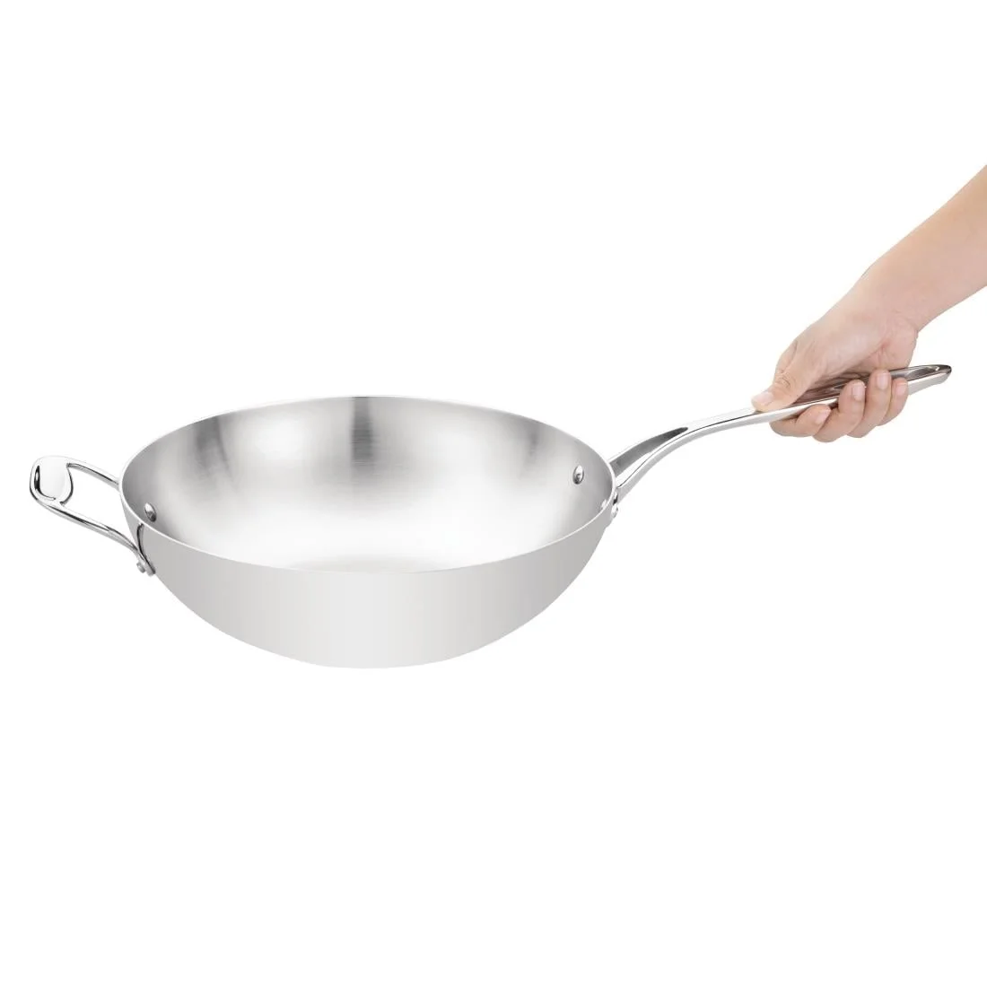 Vogue Tri Wall Wok Flat Base 305mm - Image 4