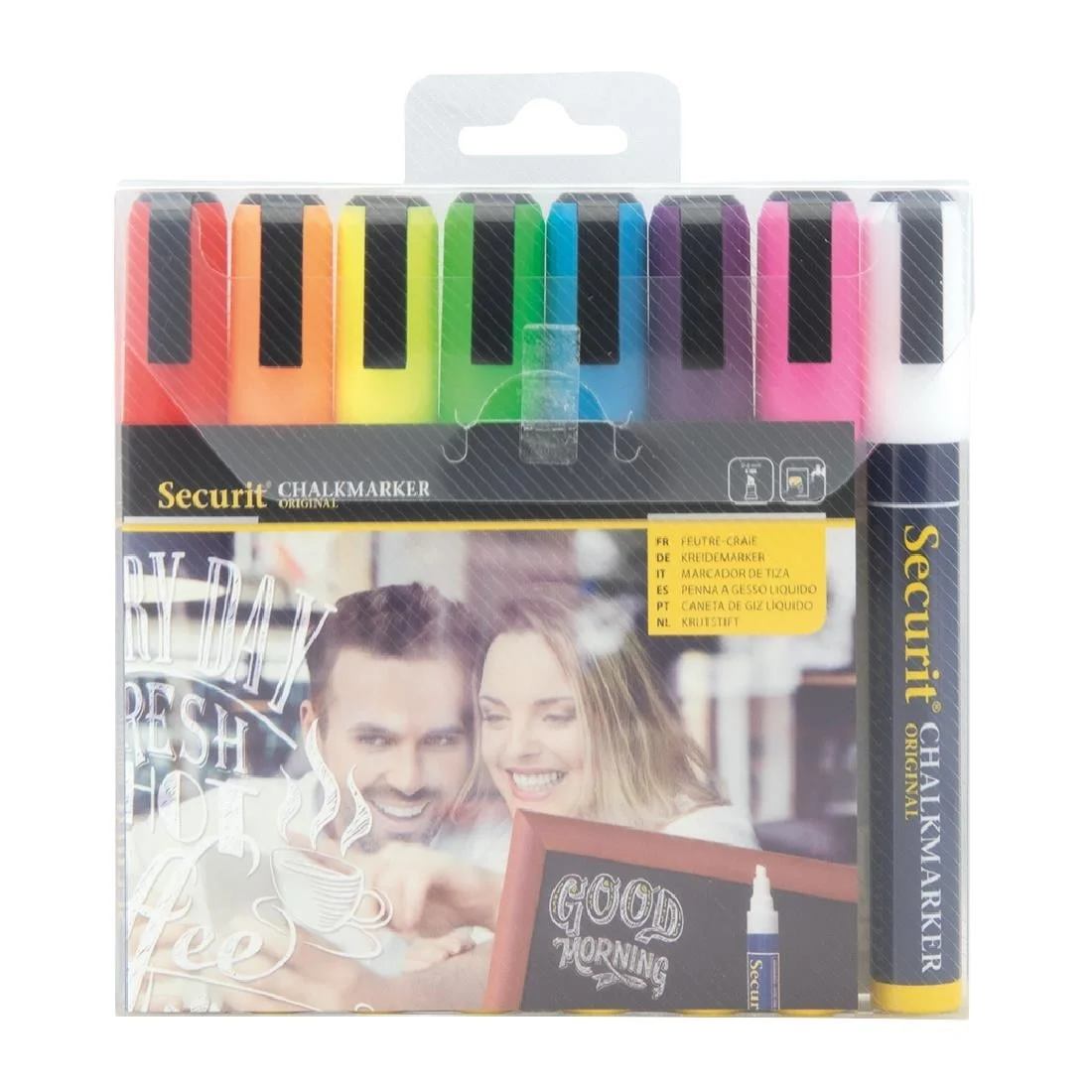 Set of 8 Securit Chalkmaster 6mm Liquid Chalk Pens Assorted Colours