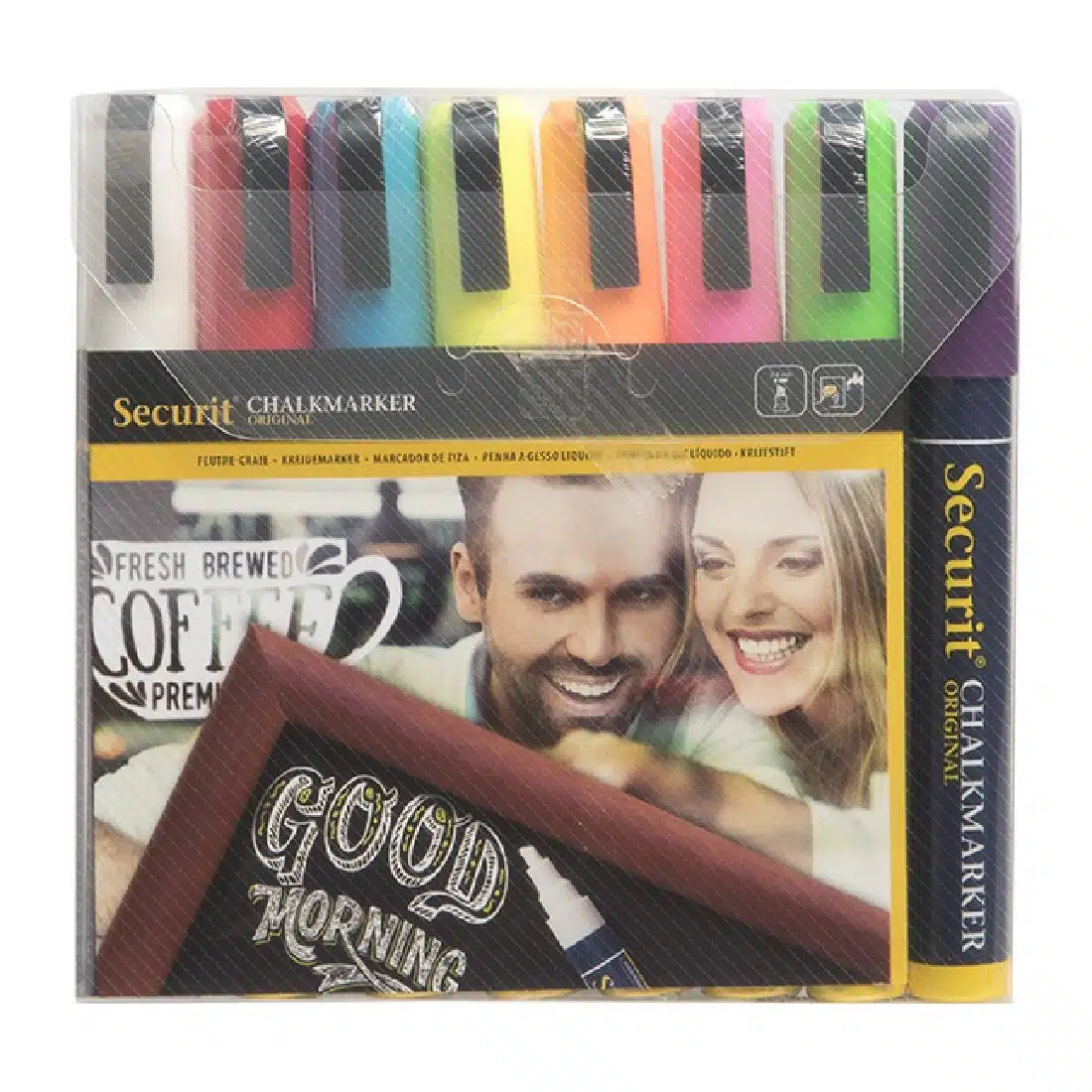 Set of 8 Securit Chalkmaster 6mm Liquid Chalk Pens Assorted Colours